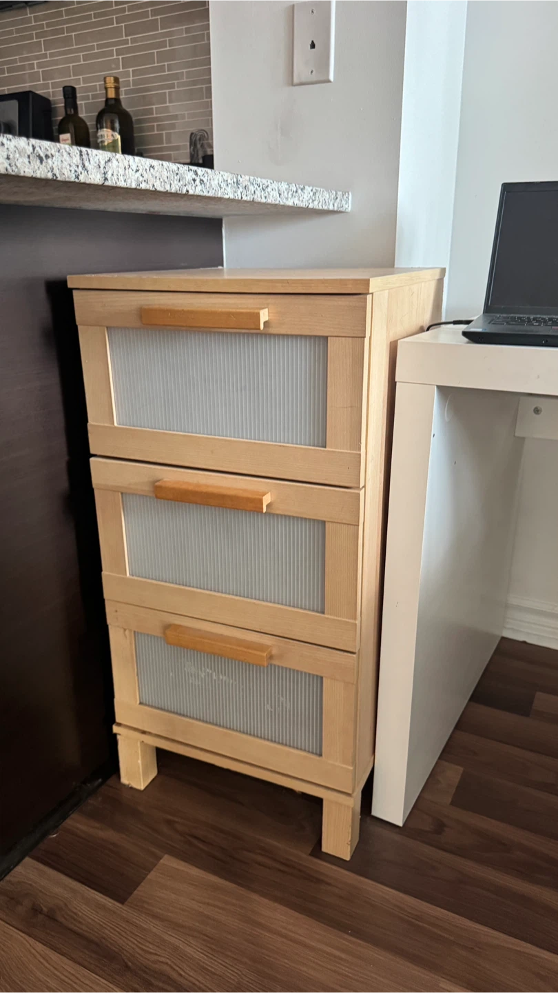 3-Drawer Wooden Nightstand IKEA - photo 2