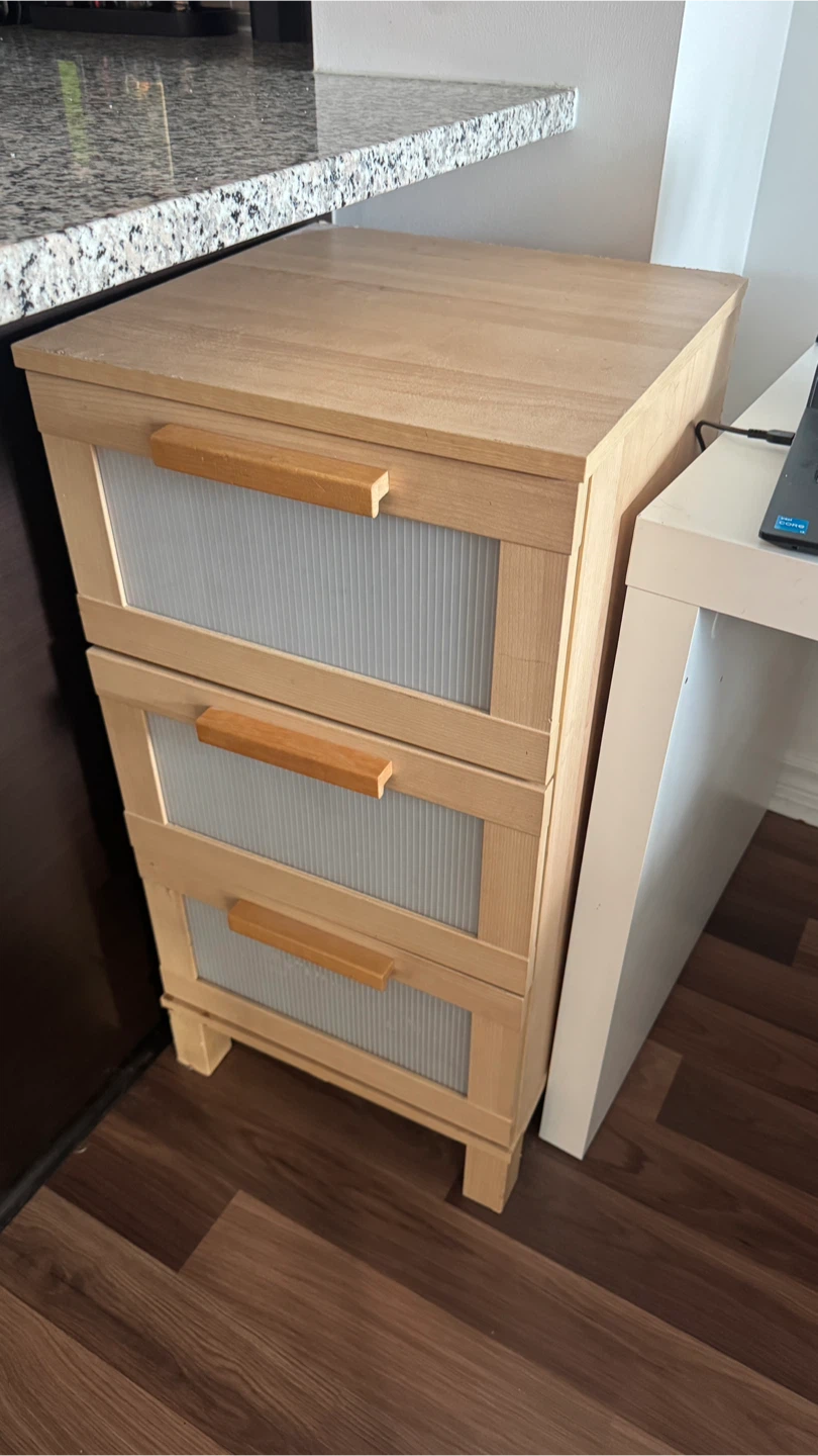 3-Drawer Wooden Nightstand IKEA