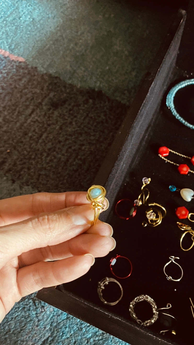 Gold Tone Wire Wrapped Ring with Blue Stone - photo 4