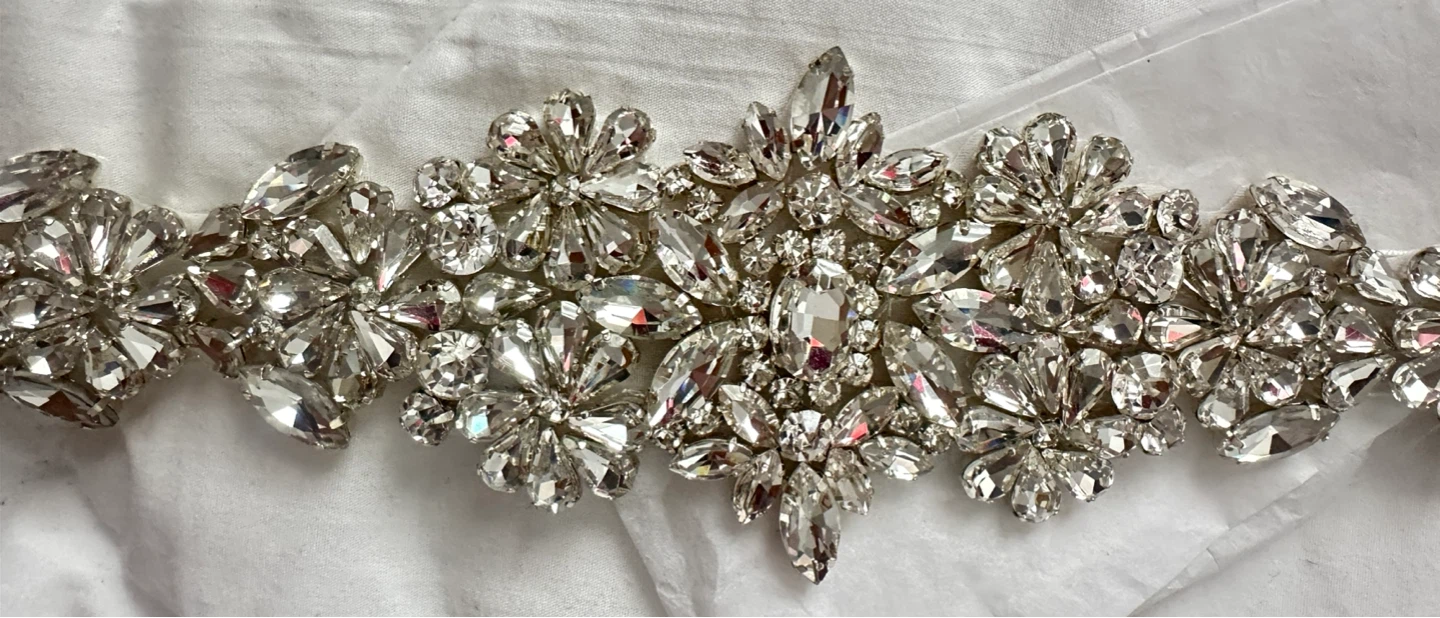 David's Bridal Floral Crystal Sash - Silver - photo 4