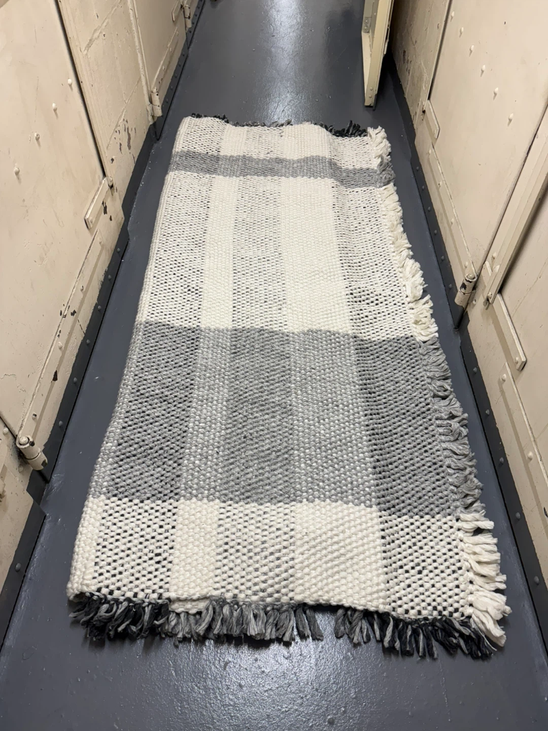 7'x10' Laurelhurst Black and White Indoor/Outdoor Plaid Area Rug