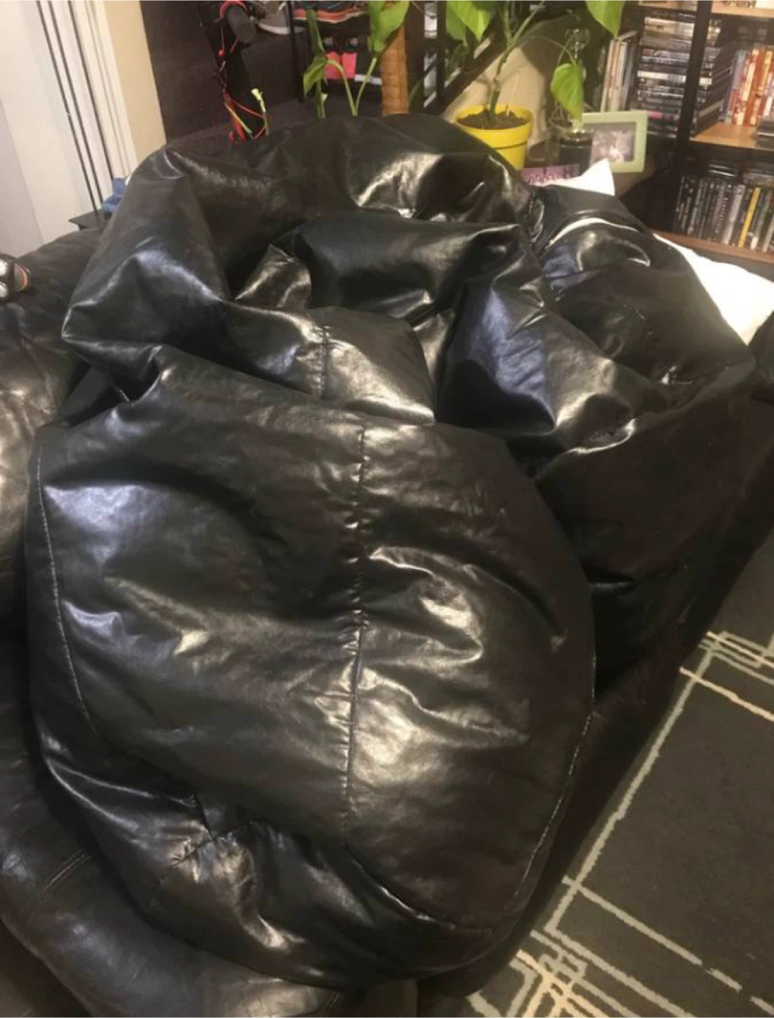Black XL Faux Leather Bean Bag Chair