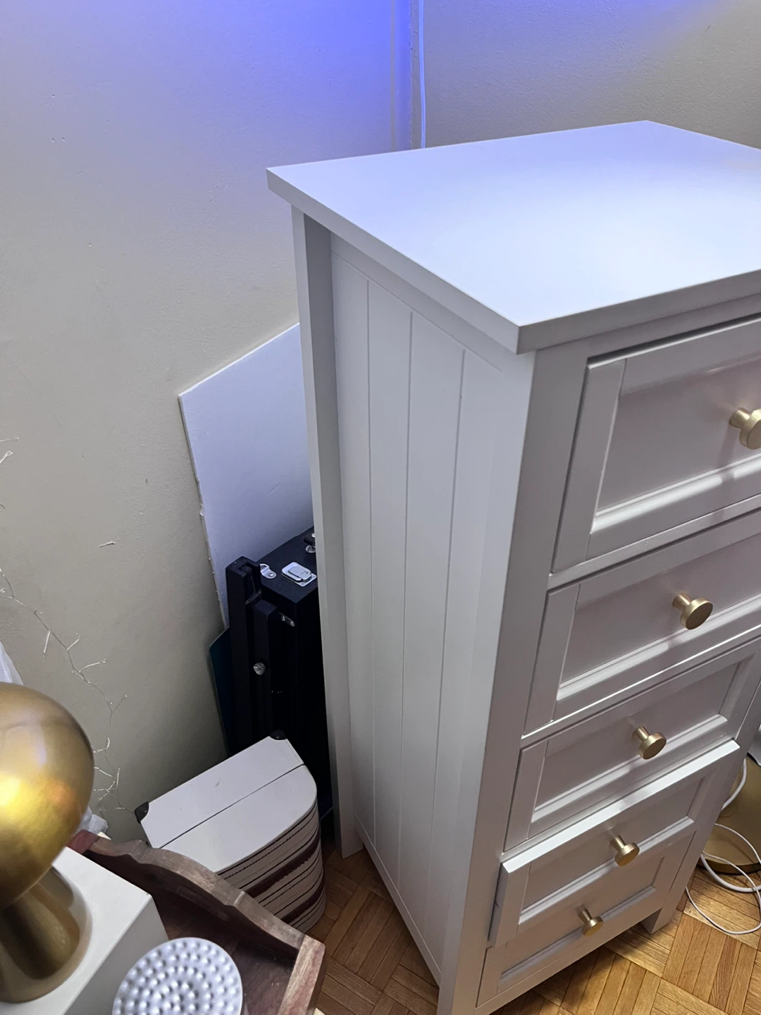 White 5-Drawer Tall Slim Dresser - photo 2