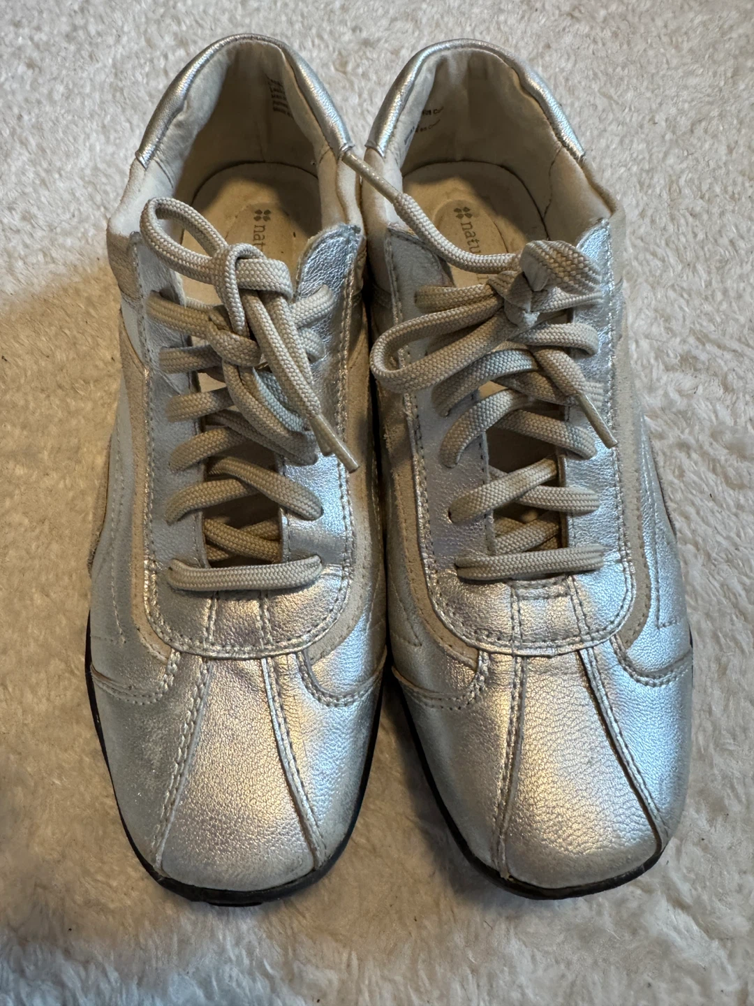 Naturalizer Silver Lace-Up Fashion Sneakers