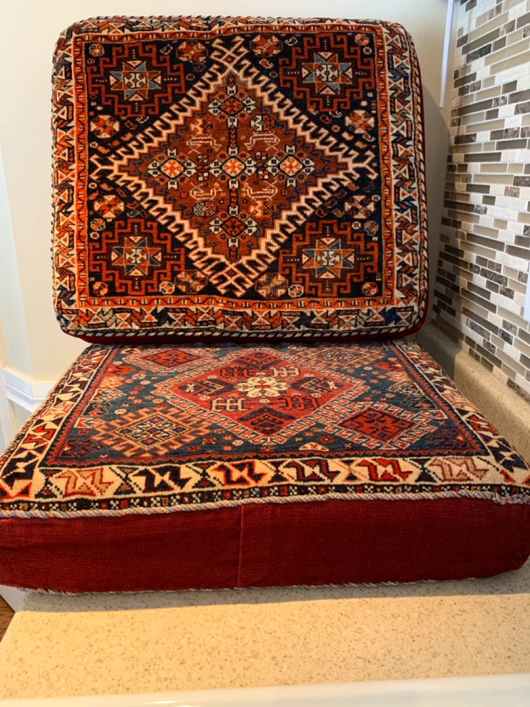 Pair Decorative Floor Cushion with Oriental Pattern