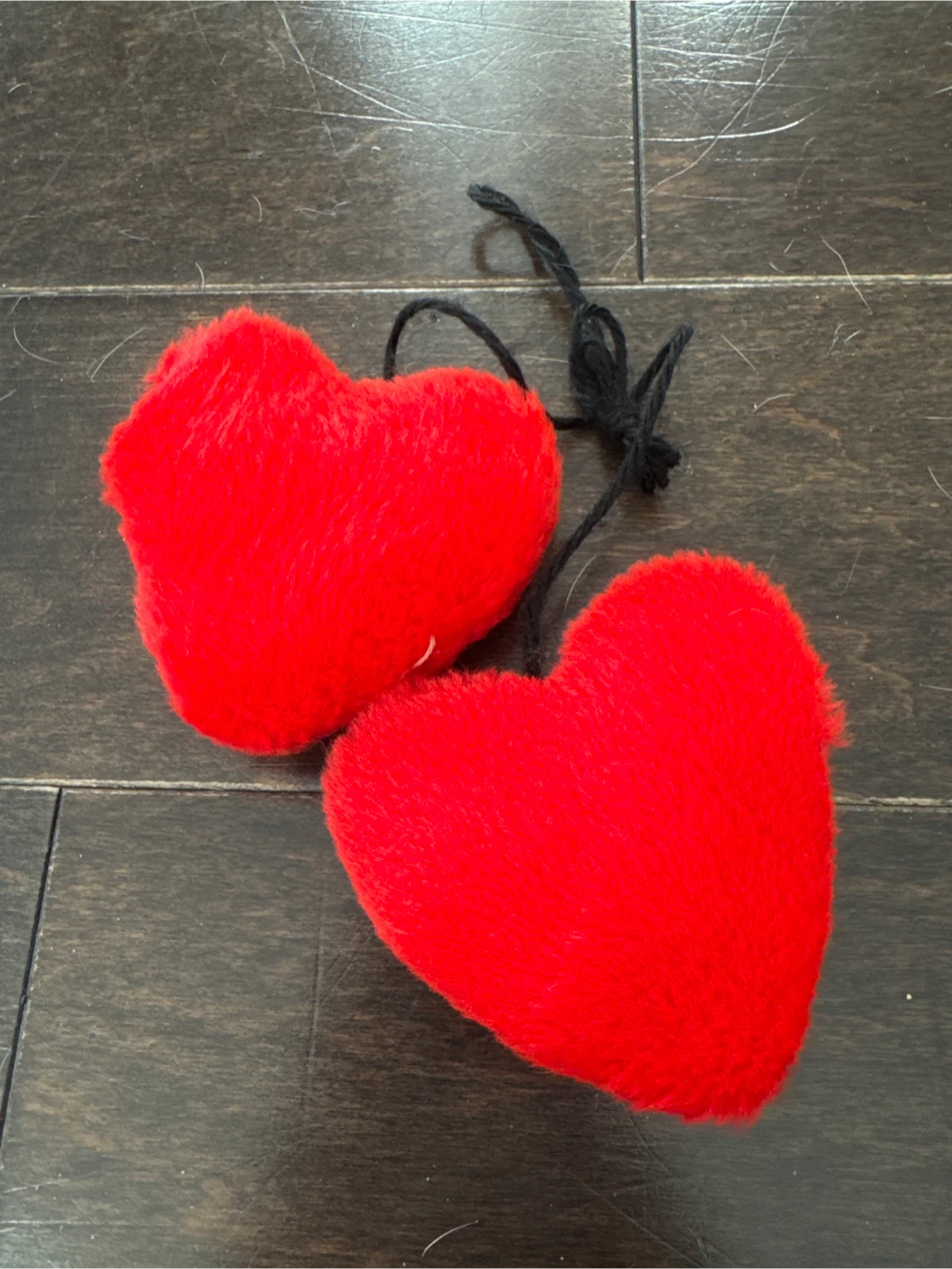 Pair of Red Plush Heart Ornaments