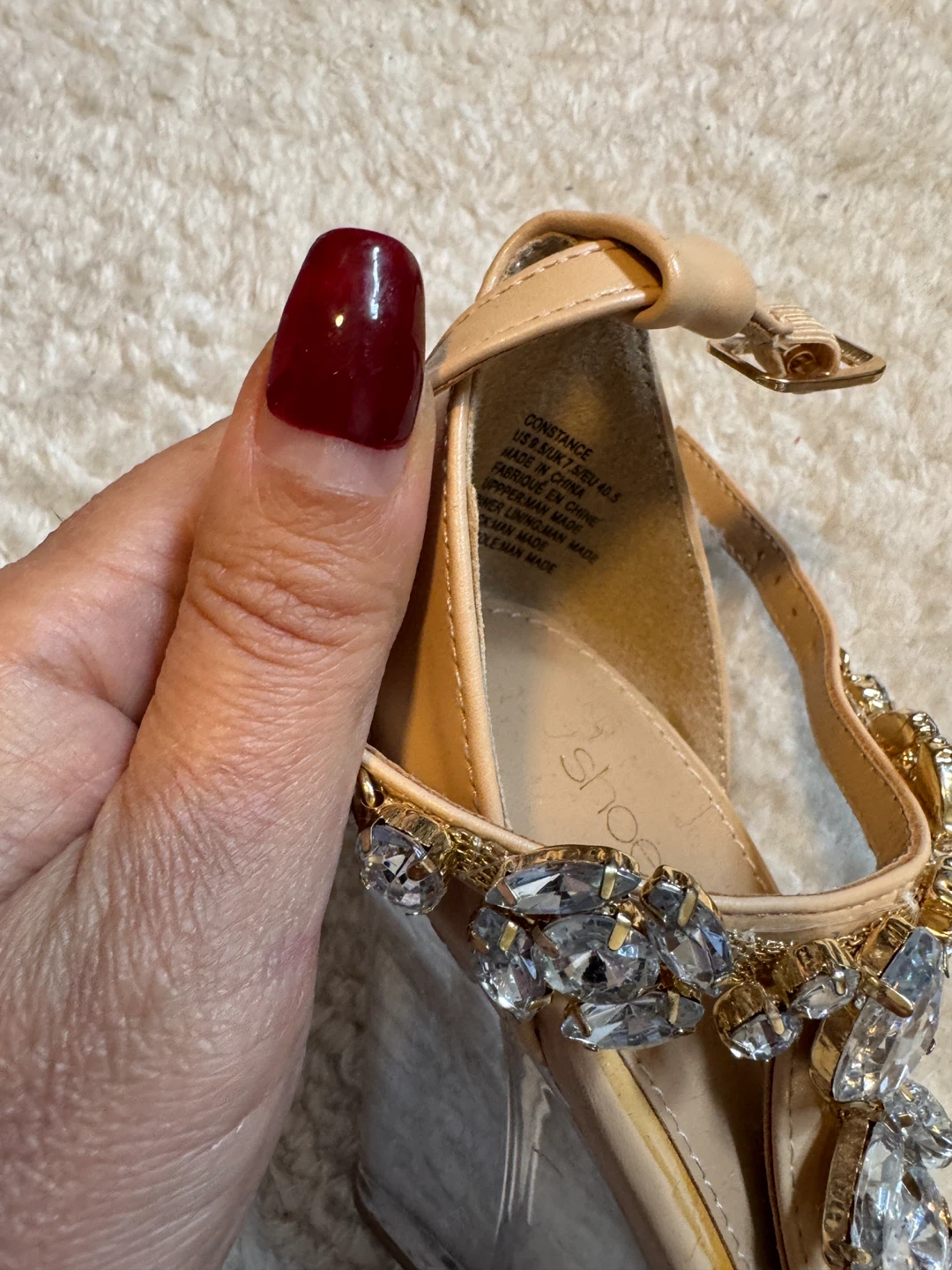 Nude Embellished Wedge Sandals - photo 2