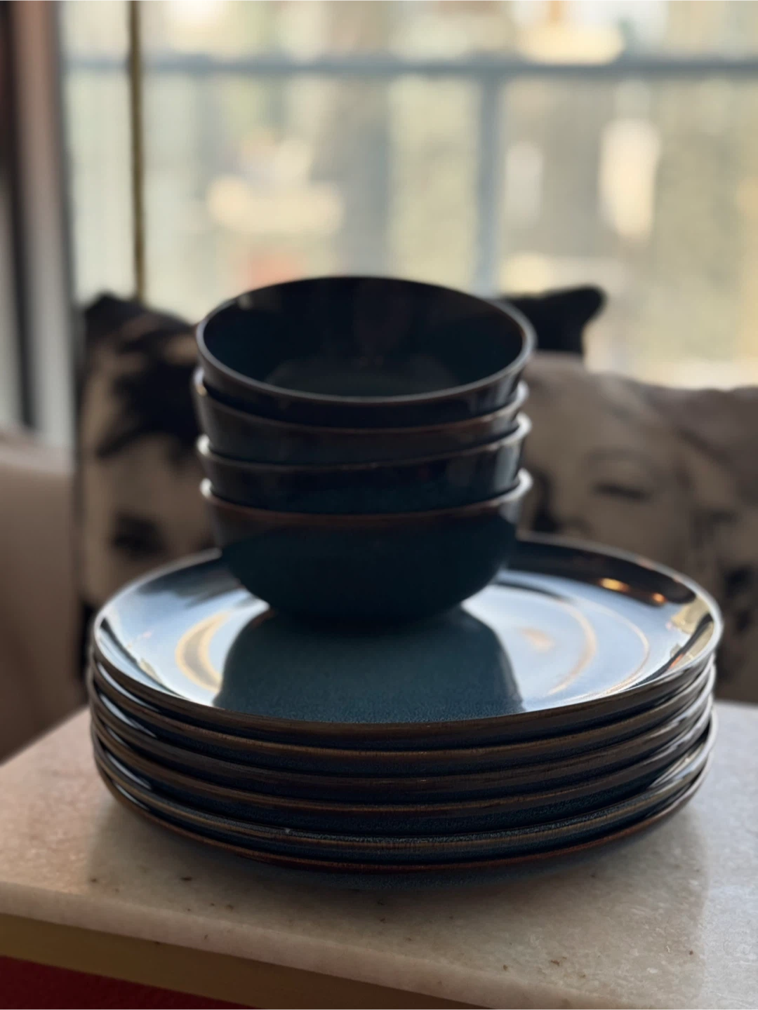 Blue Stoneware Plates & Bowls Set - photo 4