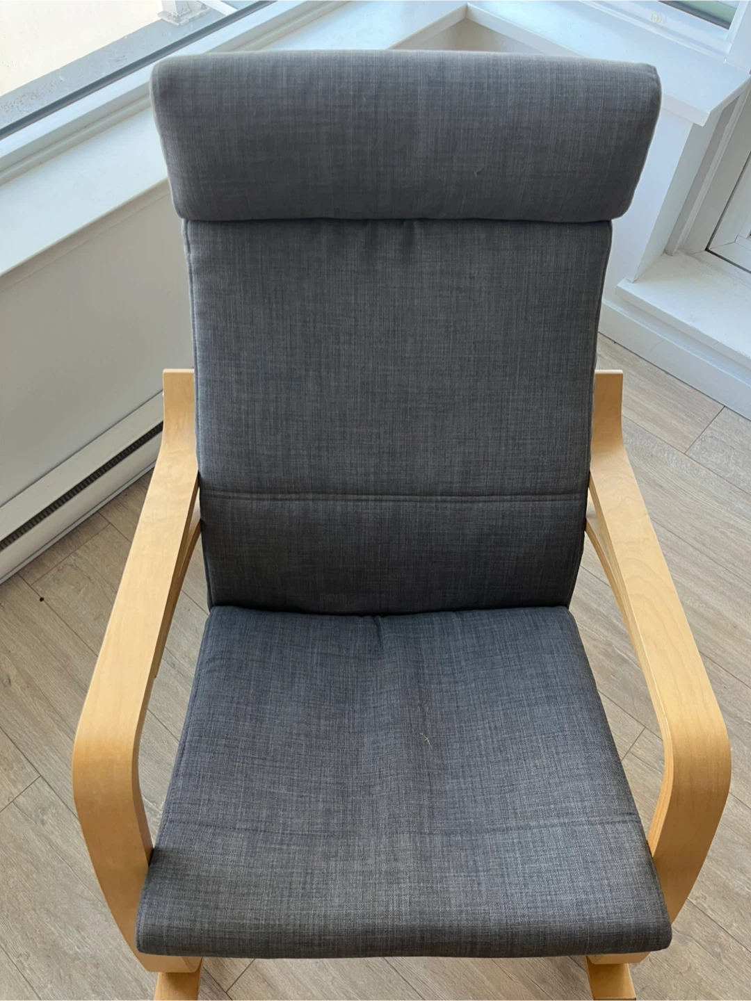 IKEA POÄNG Rocking Chair - Grey Fabric, Wood Frame - photo 2