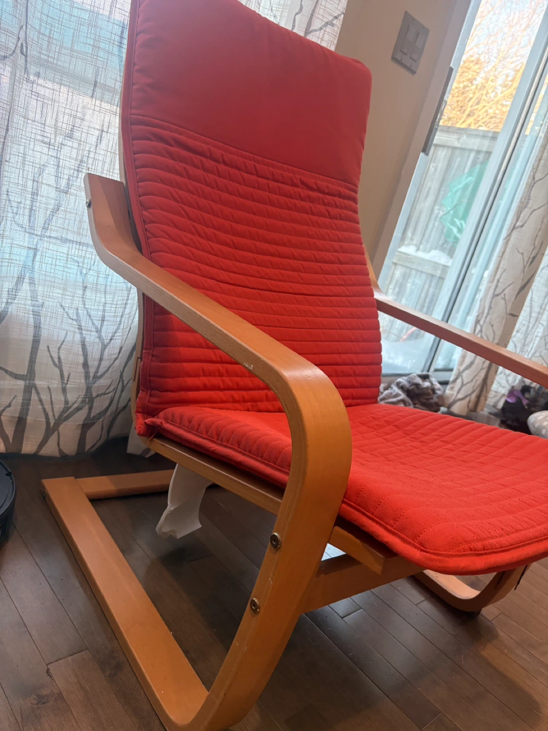 Ikea Red Accent Chair  & stool set