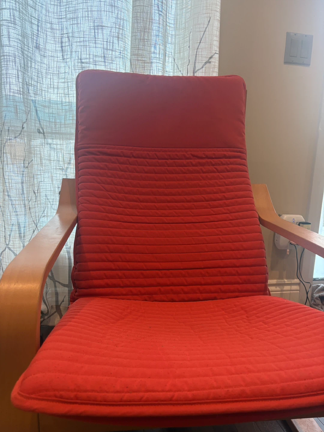 Ikea Red Accent Chair  & stool set - photo 2