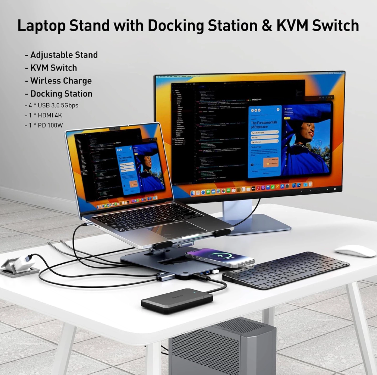 BENFEI Laptop Stand with Docking Station & KVM Switch - photo 4