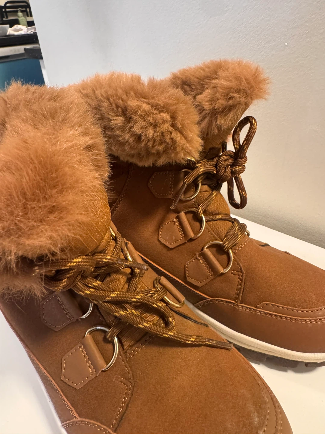 Brown Fur-Lined Waterproof Boots