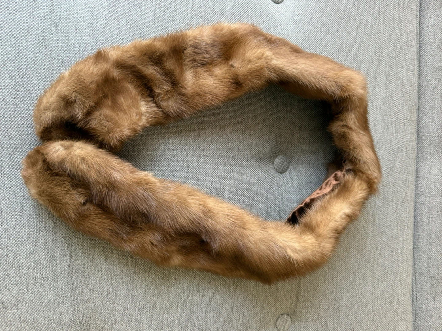 Vintage Mink Fur Collar Neck Wrap Brown Real Fur Scarf - photo 2