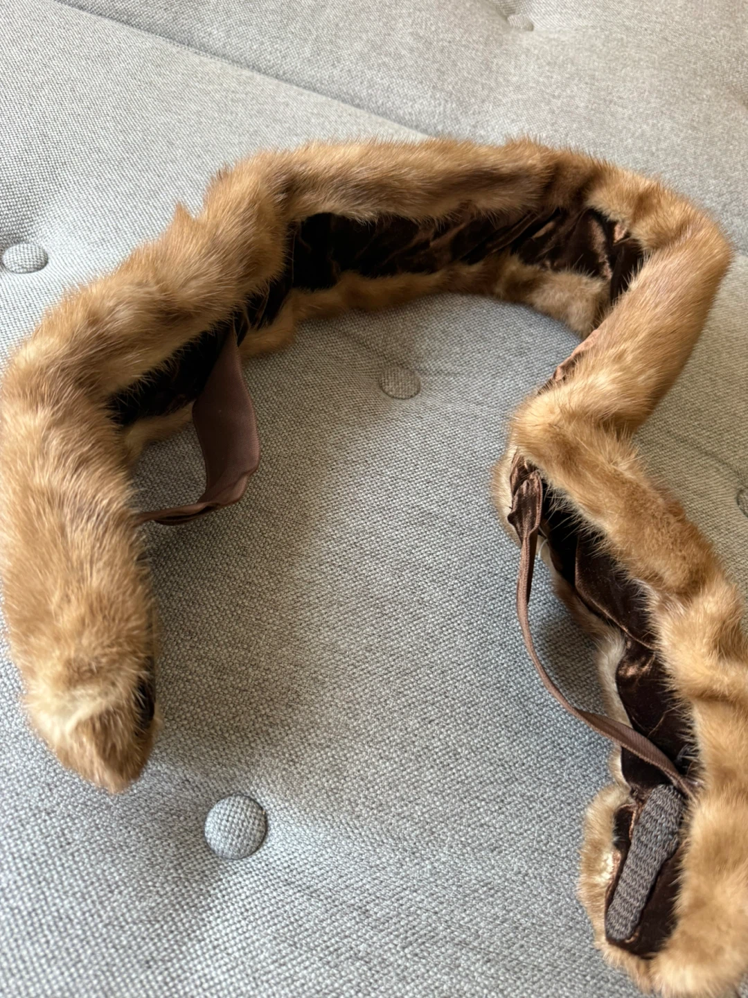 Vintage Mink Fur Collar Neck Wrap Brown Real Fur Scarf - photo 5