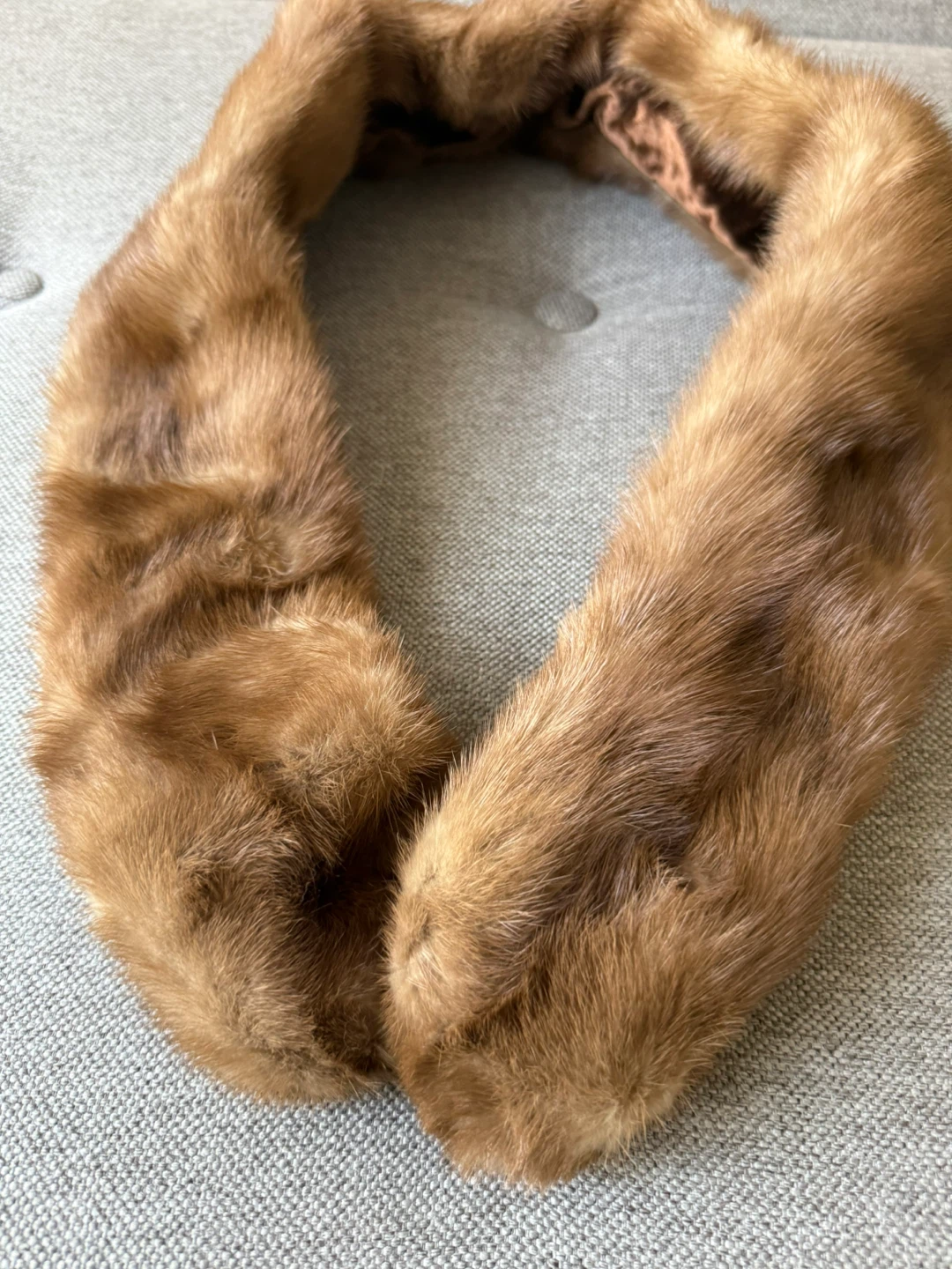 Vintage Mink Fur Collar Neck Wrap Brown Real Fur Scarf