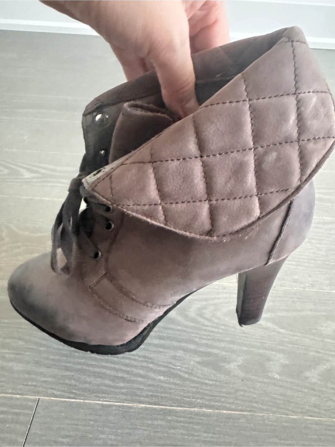 Brown Quilted Fold-Over Ankle Boots - photo 4