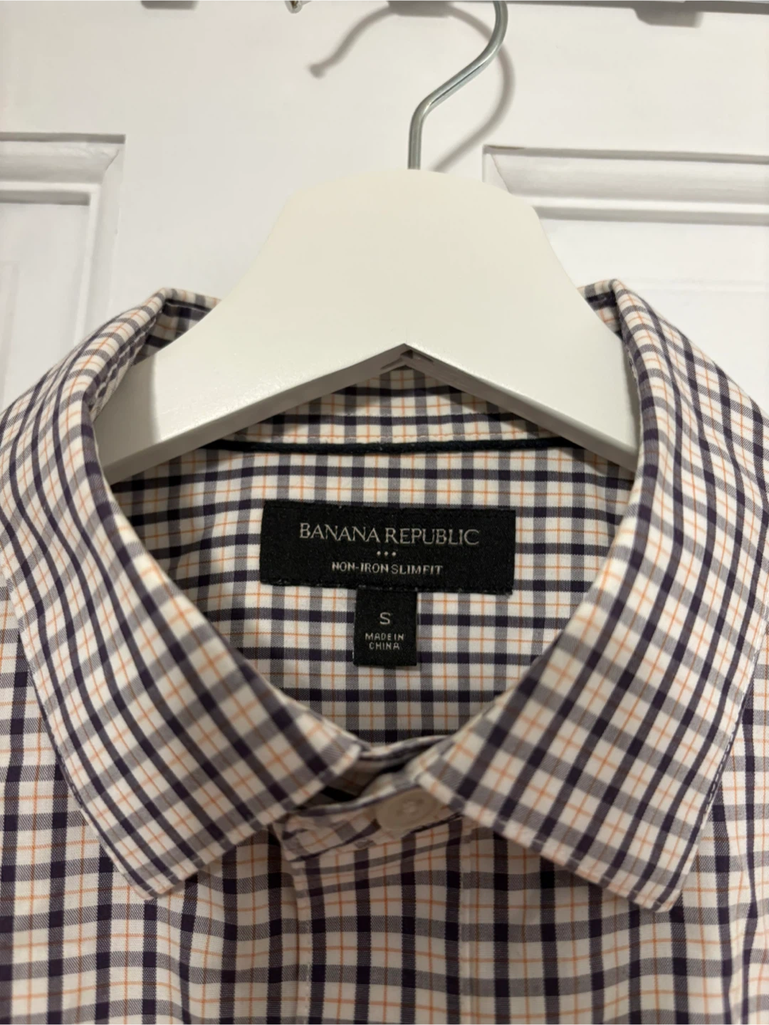 Banana Republic Non-Iron Slimfit Gingham Dress Shirt Size S