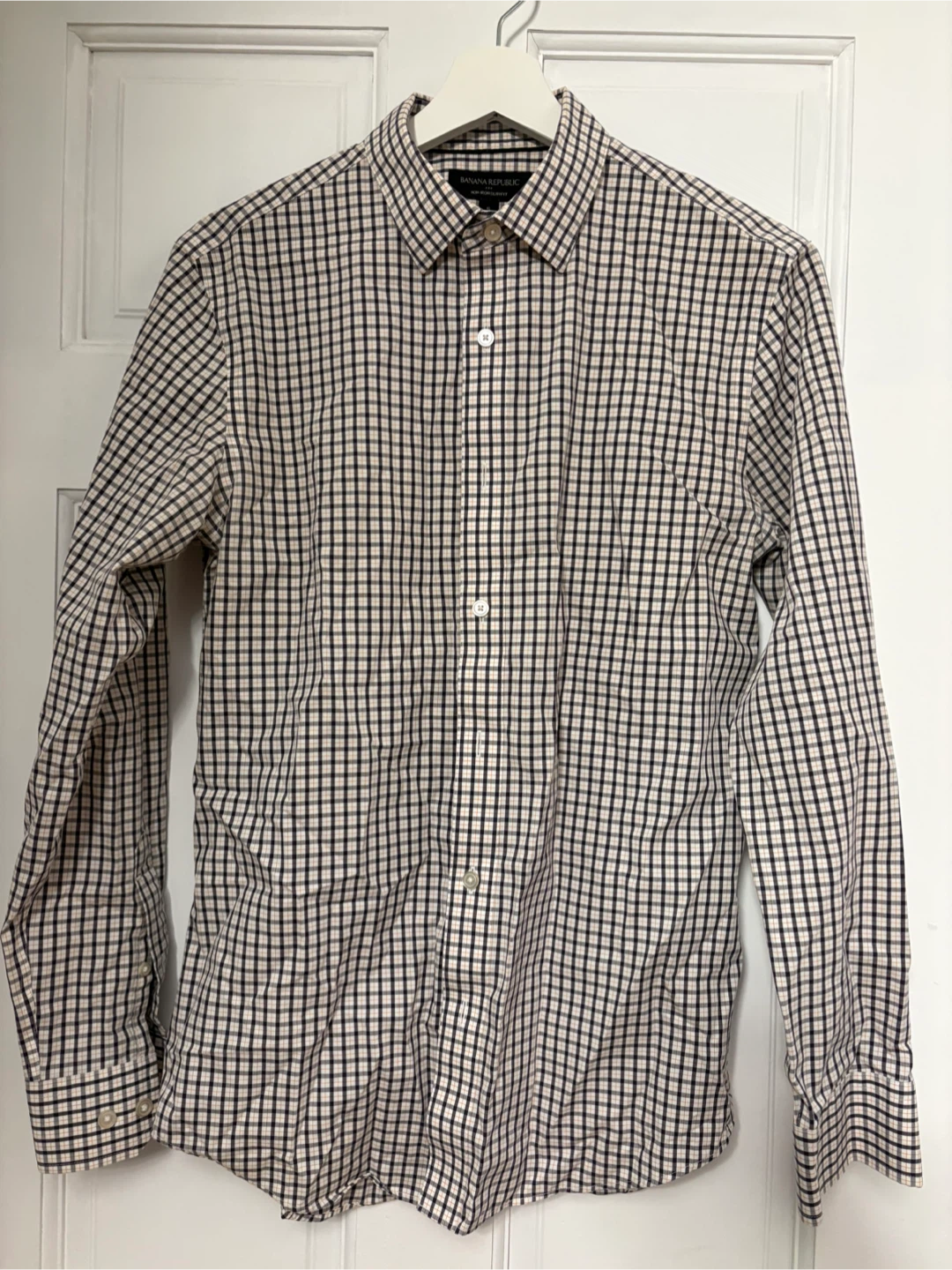 Banana Republic Non-Iron Slimfit Gingham Dress Shirt Size S - photo 2