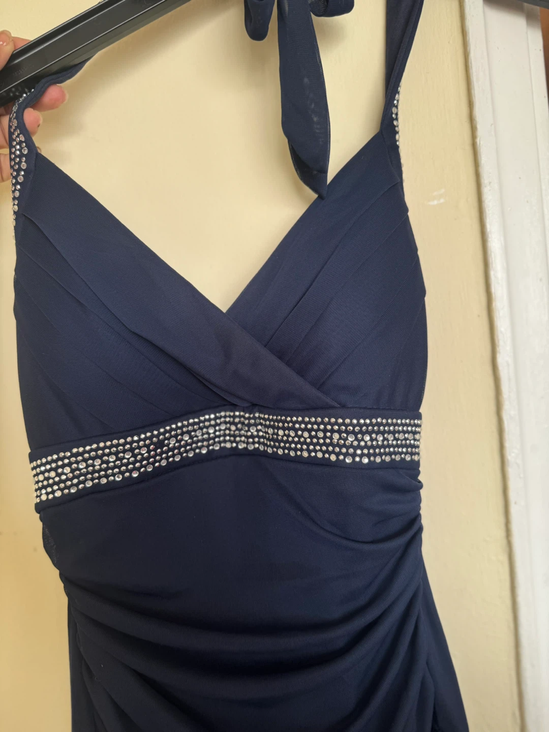 Navy Blue Embellished Halter Dress - photo 2