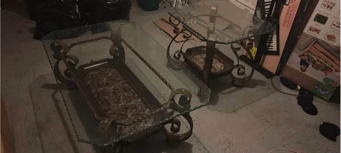 Ornate Glass Coffee and End Table Set - photo 2
