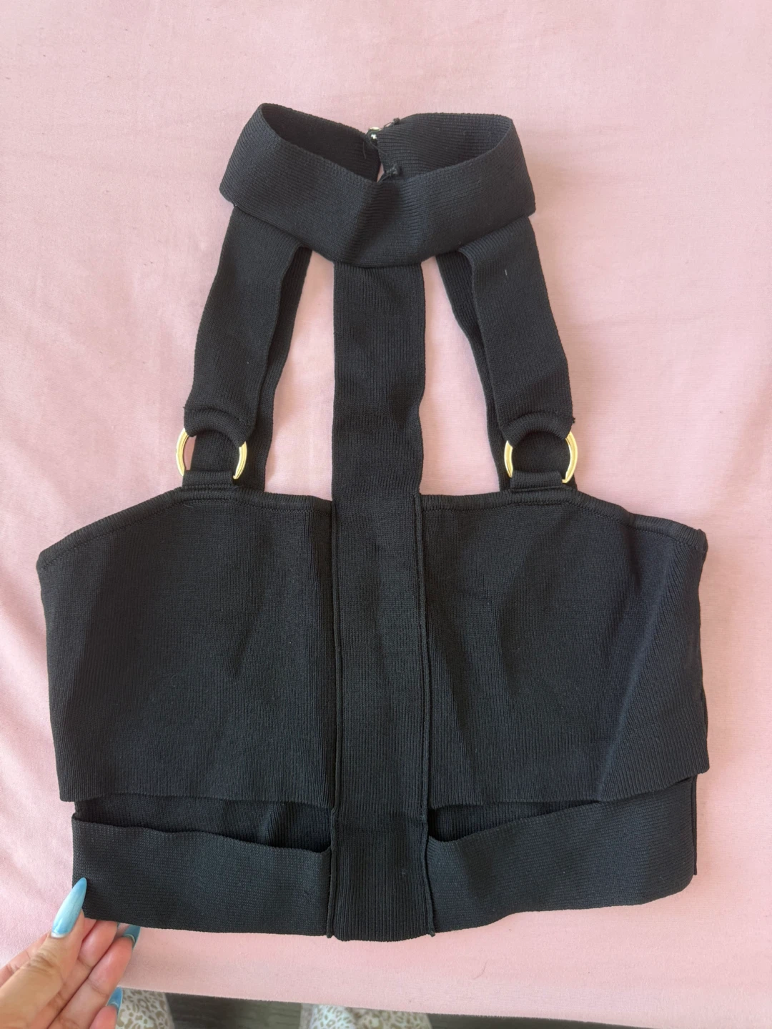 Bershka Black Halter Crop Top