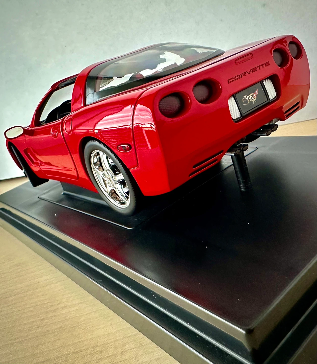 Red Corvette Model Car with Display Base