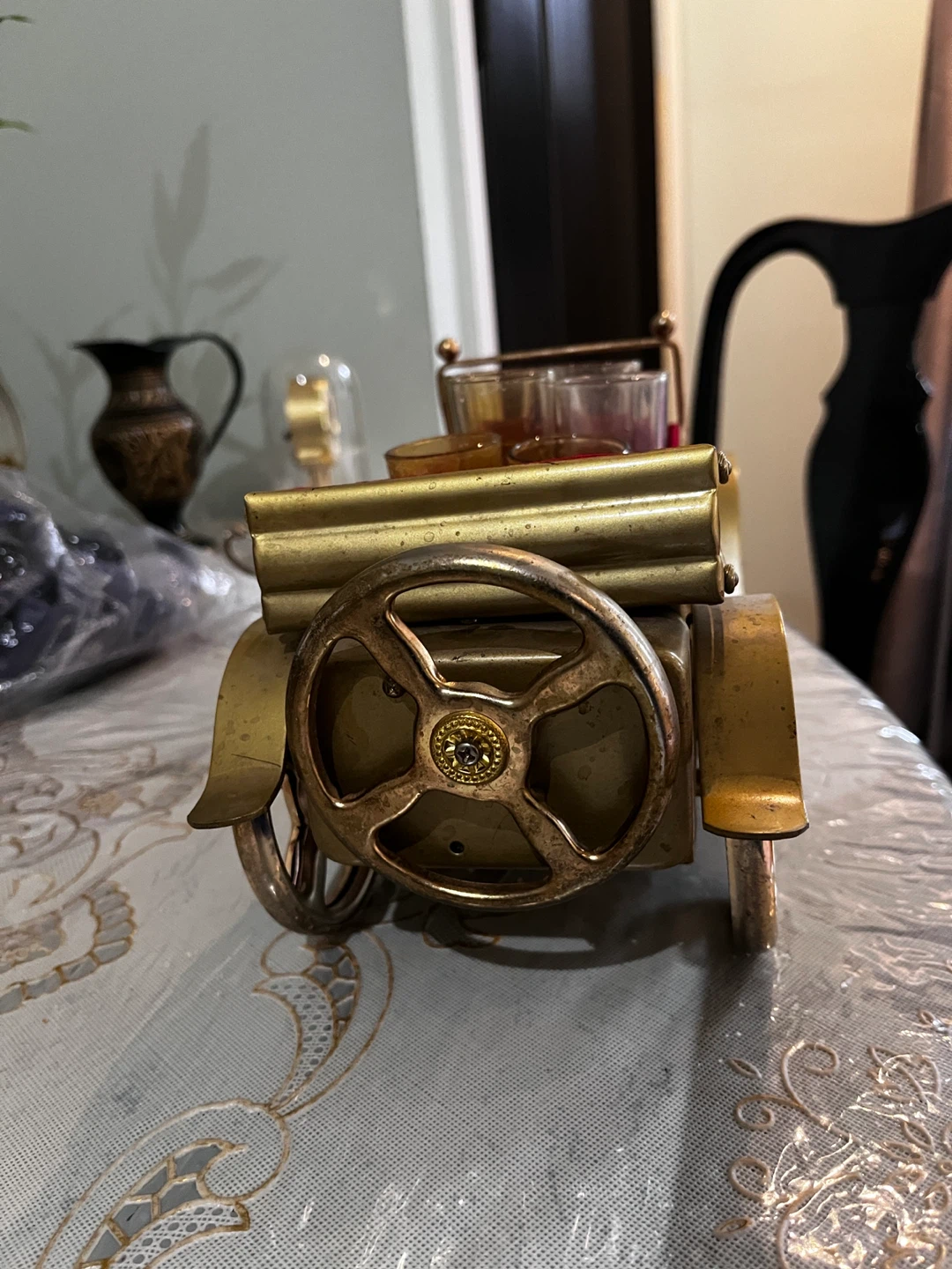 Vintage brass Car Shot Glass Set decoration