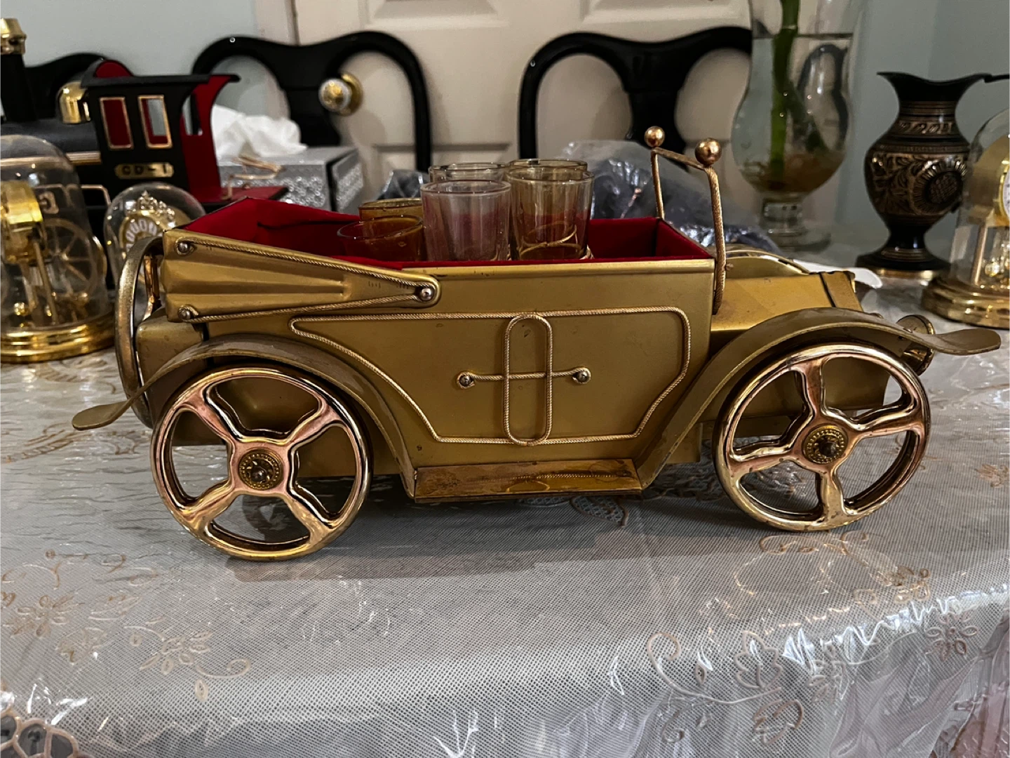 Vintage brass Car Shot Glass Set decoration - photo 3