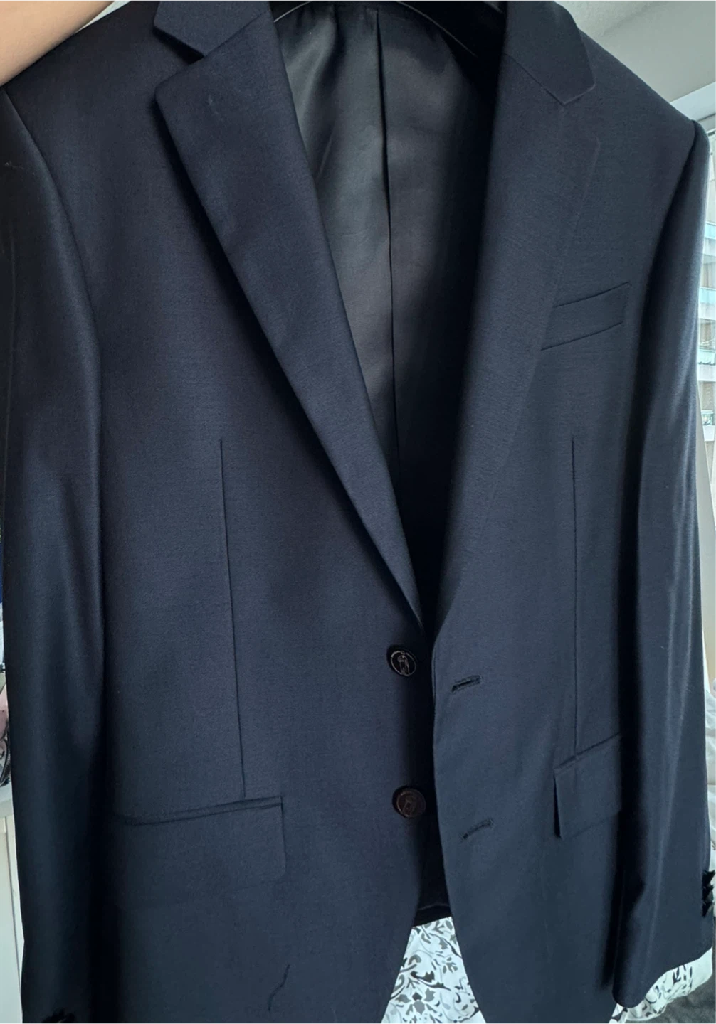 Ezio Men Wool Blend Suit Jacket and Pants (Dark Navy Blue)