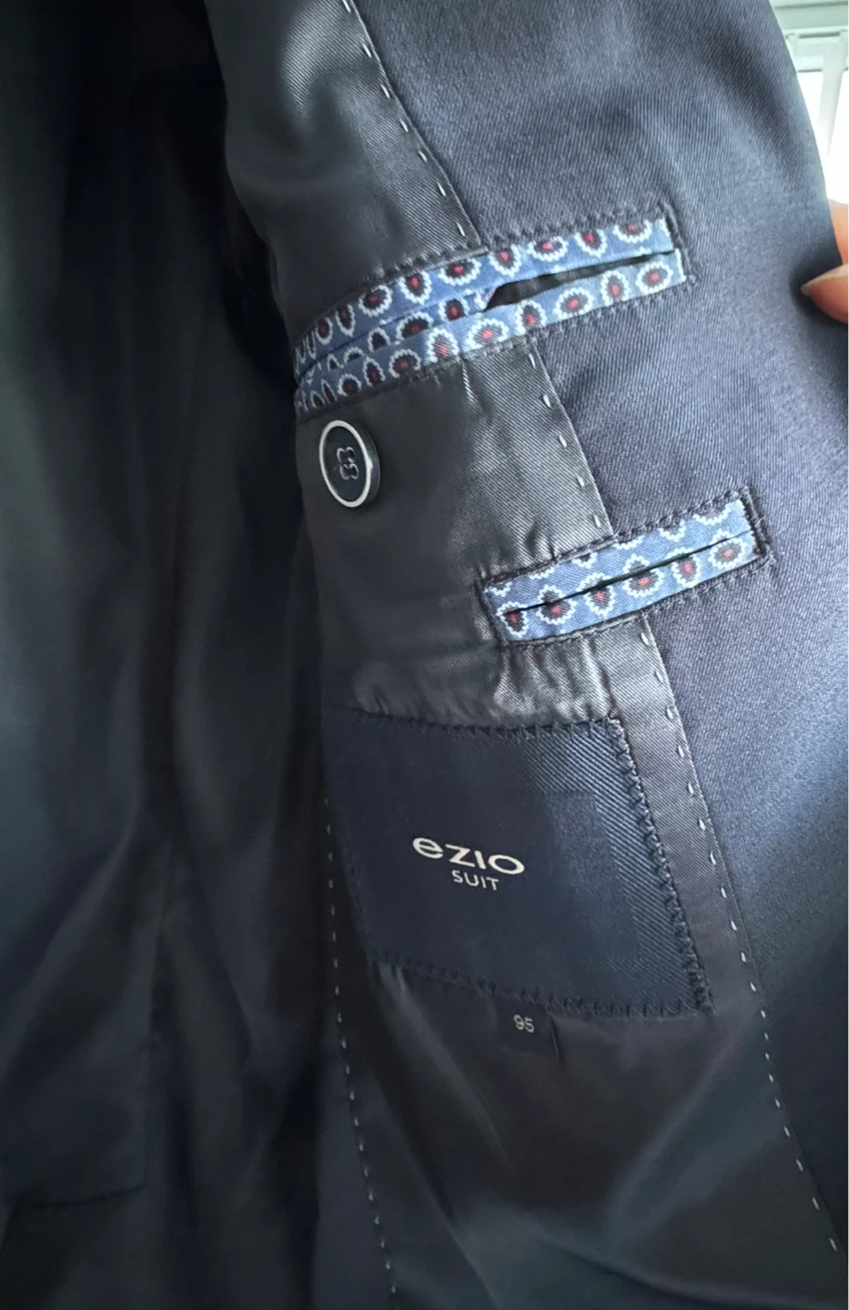 Ezio Men Wool Blend Suit Jacket and Pants (Dark Navy Blue) - photo 2