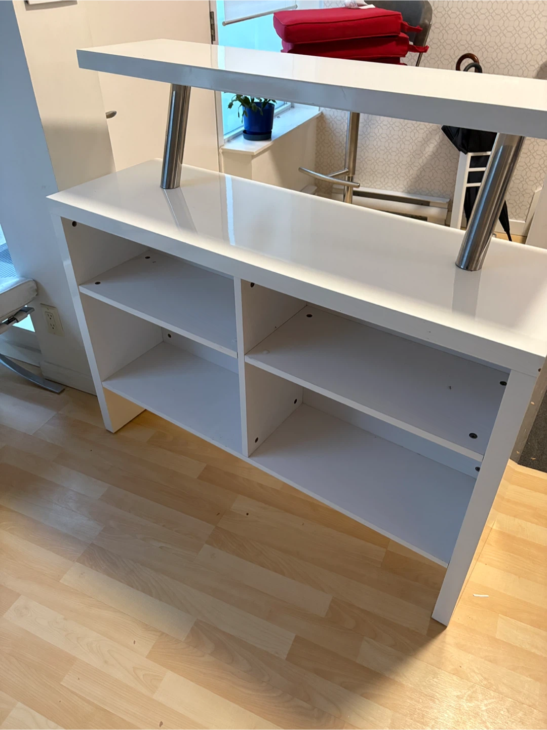 White High Gloss Bar Unit with Shelving - photo 2