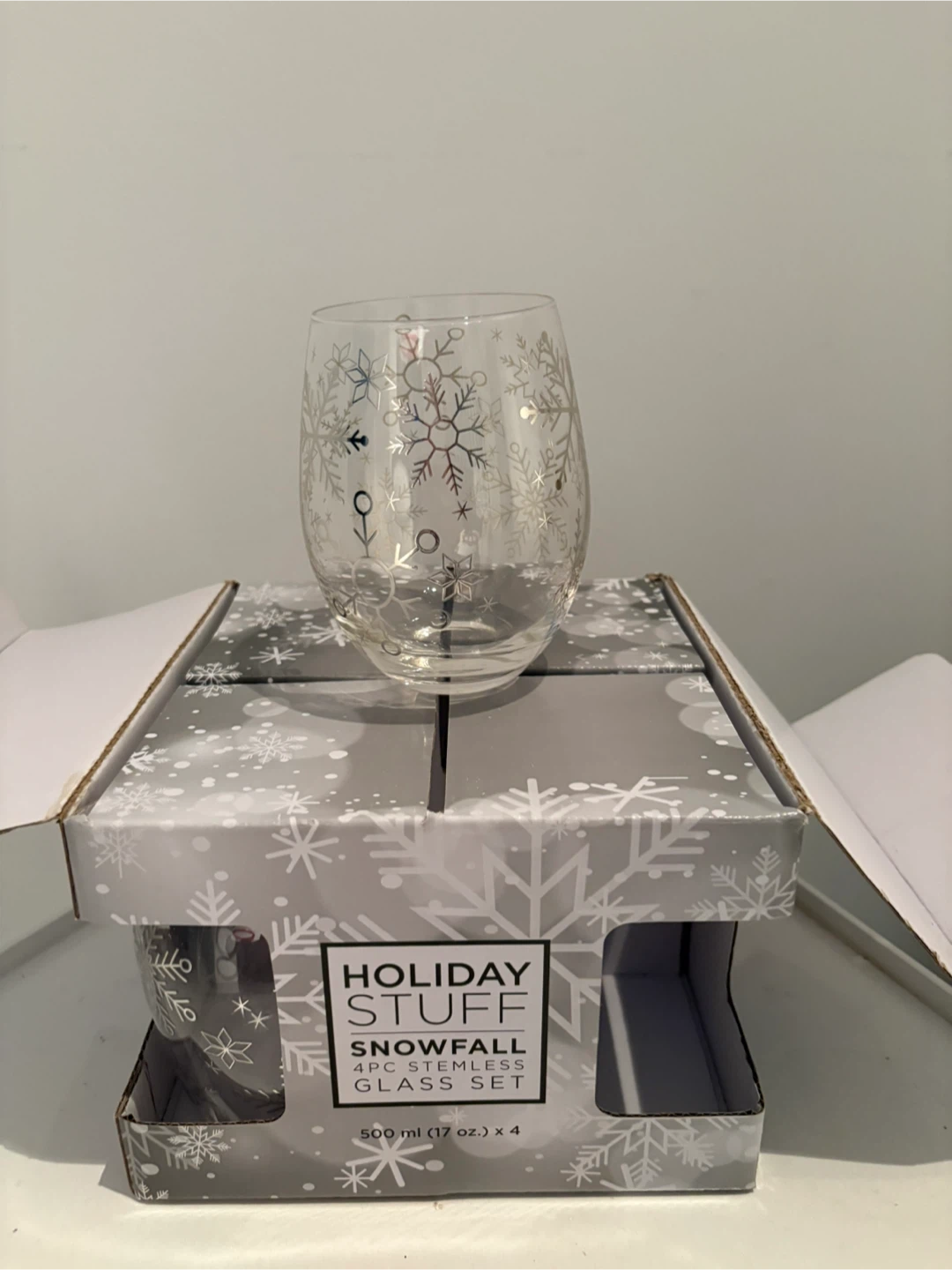 Holiday Stuff Snowfall 4pc Stemless Glass Set - photo 2