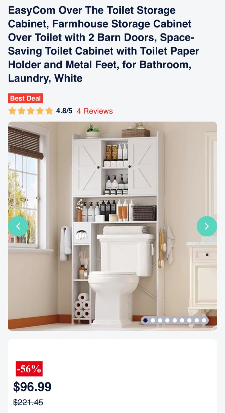 EasyCom Over The Toilet Storage Cabinet - White - photo 2