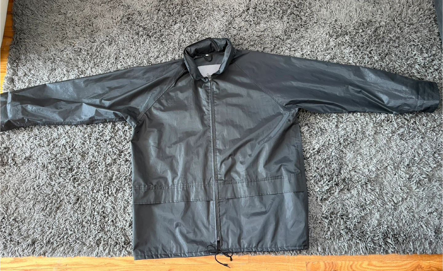 Black Lightweight Rain Jacket with Hood - photo 2