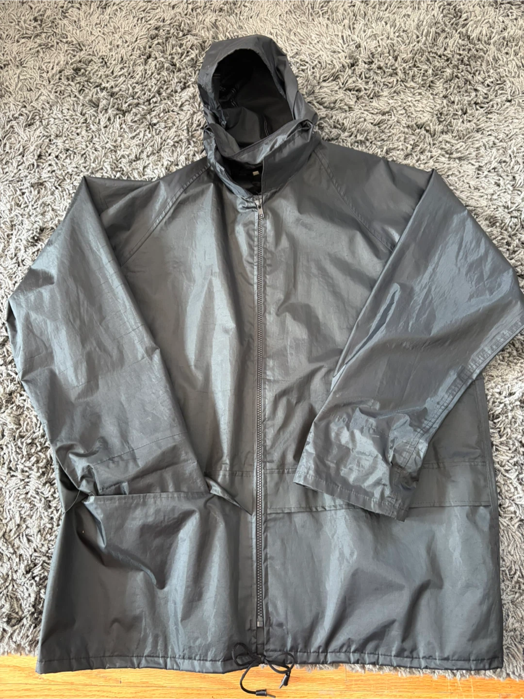 Black Lightweight Rain Jacket with Hood