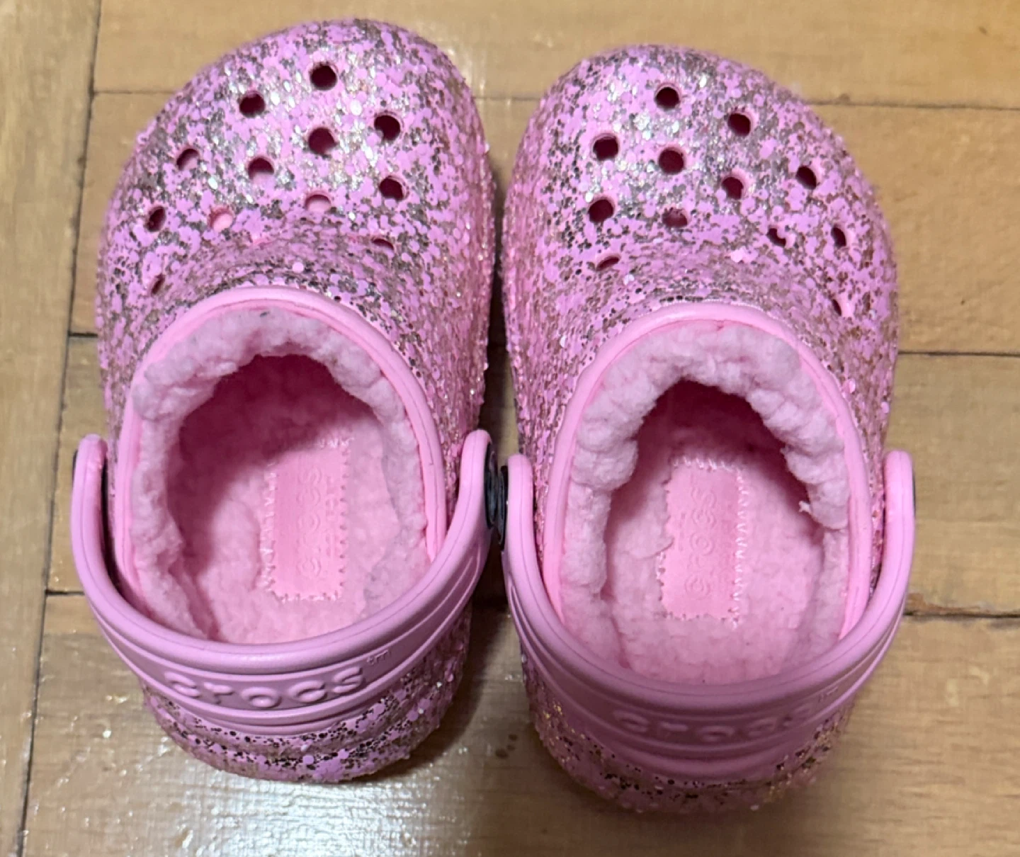 Pink Glitter Toddler Crocs