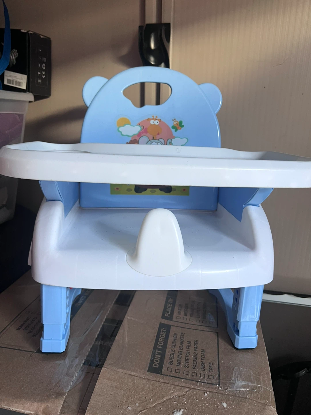 Blue and White Baby Booster Seat with Tray - photo 2