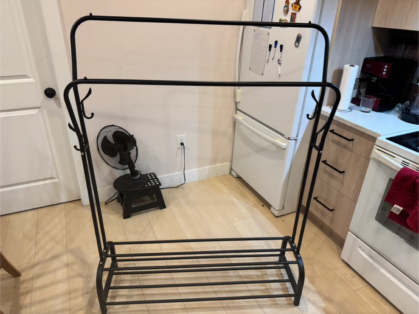 Black Metal Garment Rack with Two Shelves - photo 3