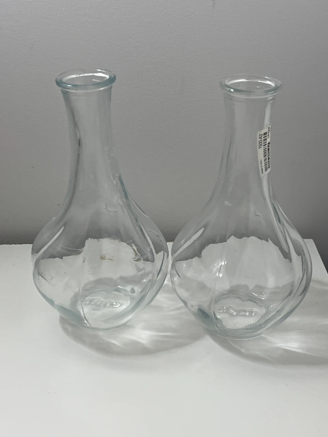 Pair of Clear Glass Bud Vases