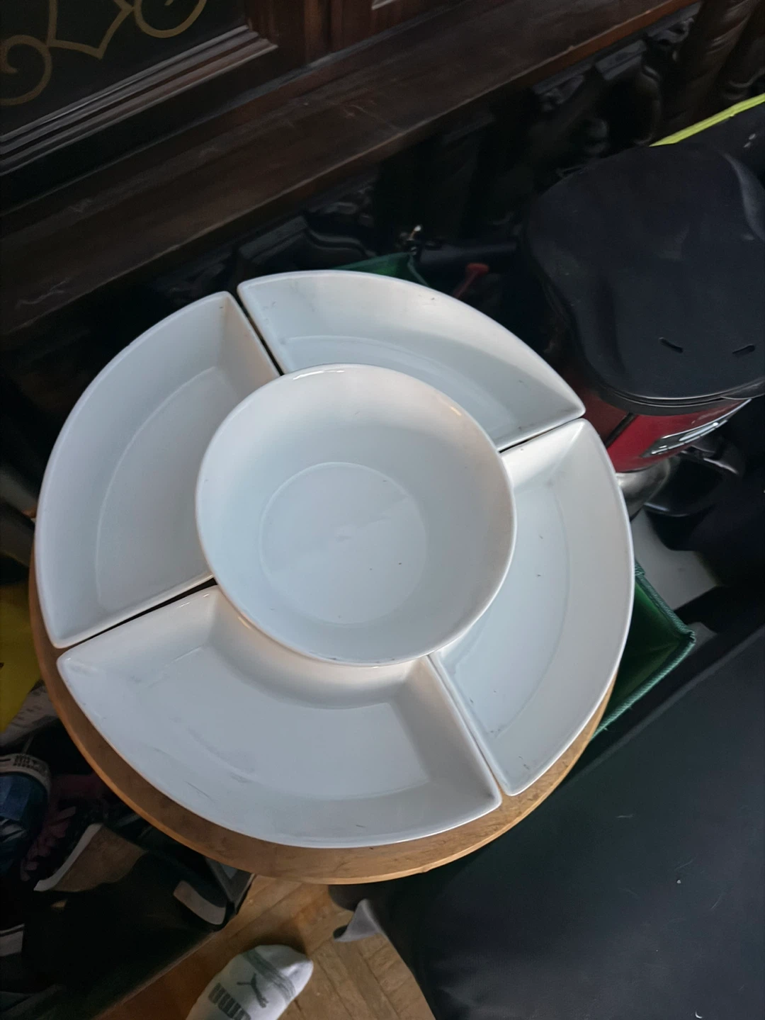 🚀White 5-Piece Divided Serving Platter with Bowl