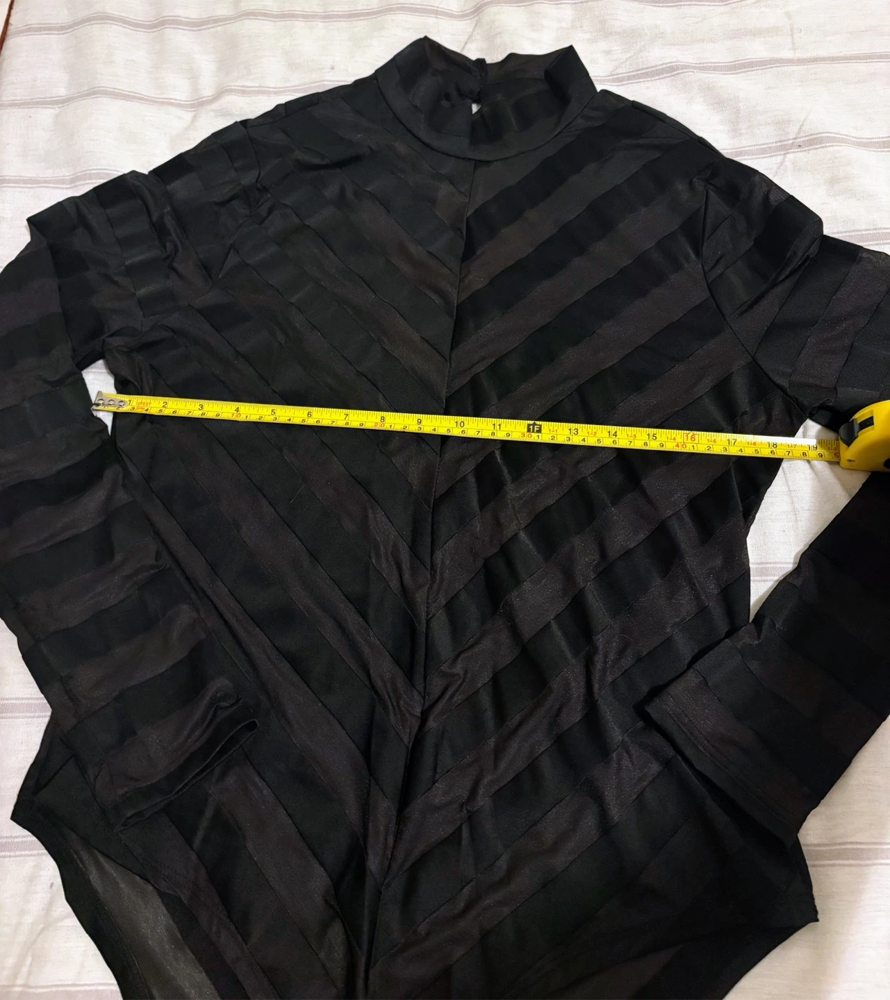 Haute Monde 1XL Black Sheer Striped Mock Neck Bodysuit - photo 5