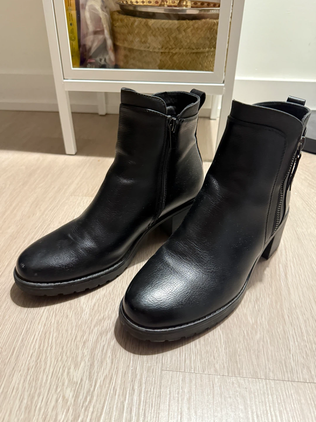 Black Leather Ankle Boots