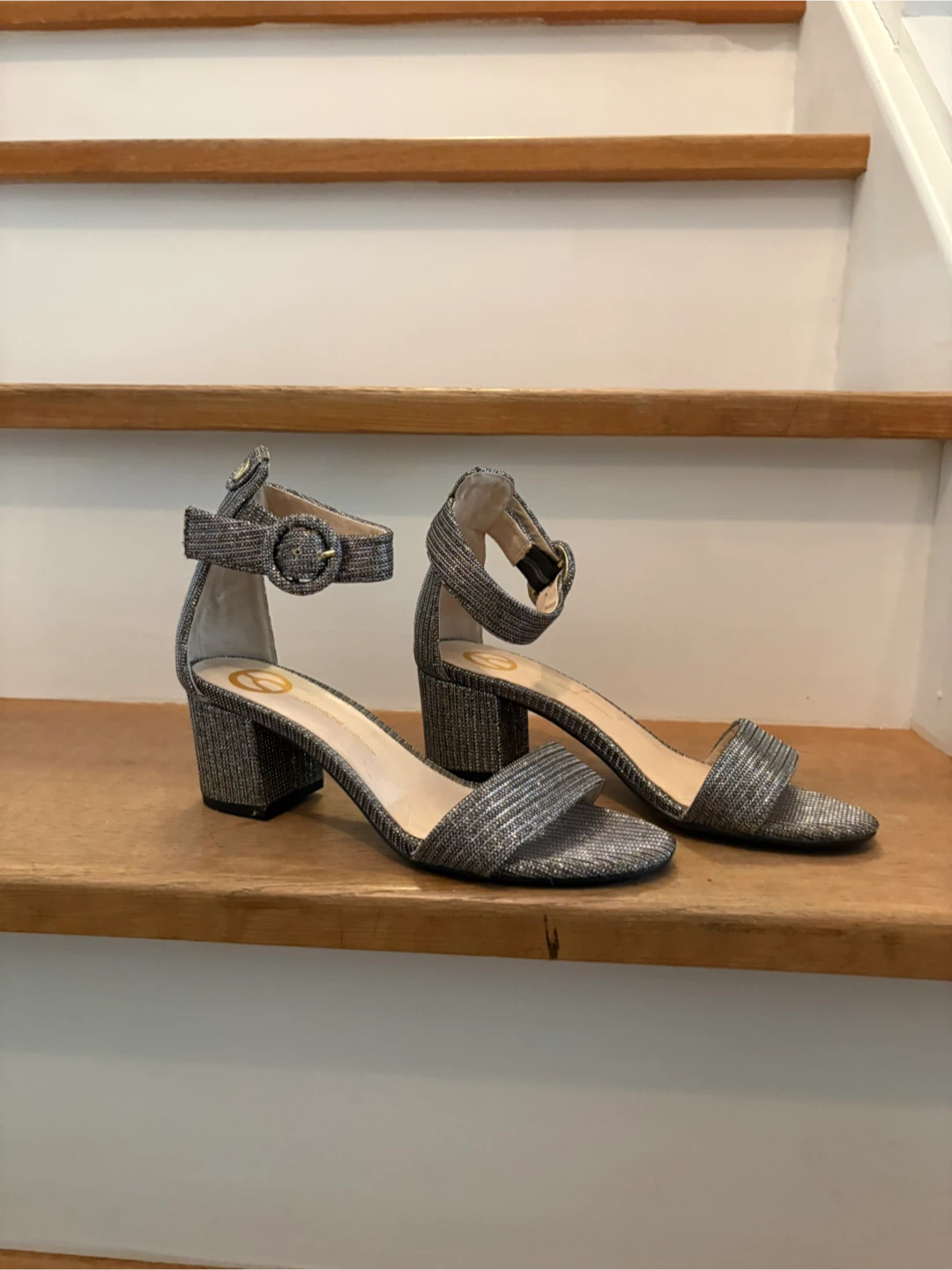 Sparkly Silver Block Heel Sandals - photo 3