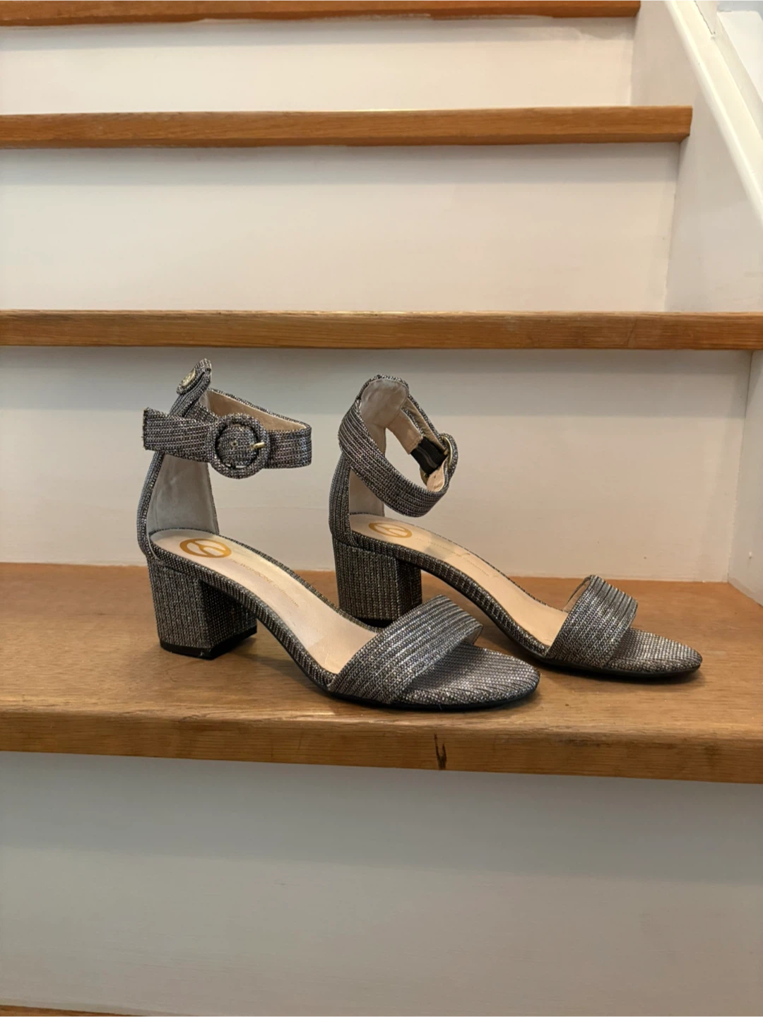 Sparkly Silver Block Heel Sandals - photo 2