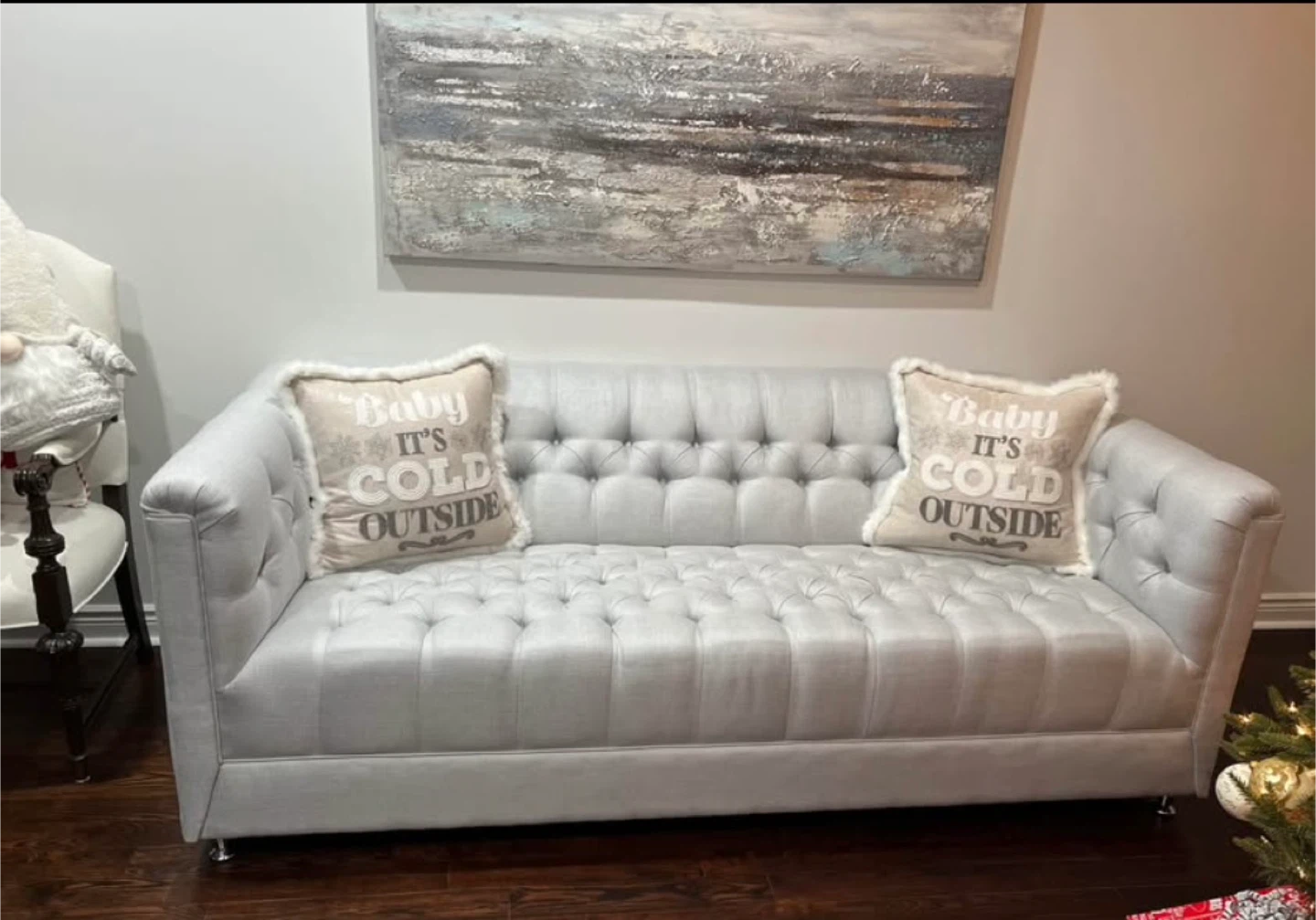 Tufted Light Grey Sofa