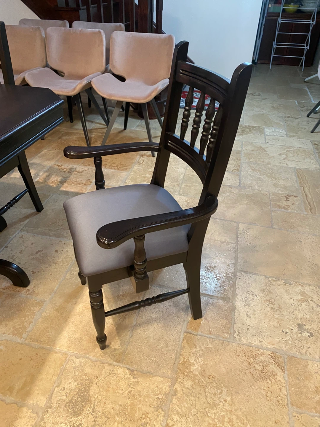 Dark Wood Dining Table and Chairs Set - photo 2