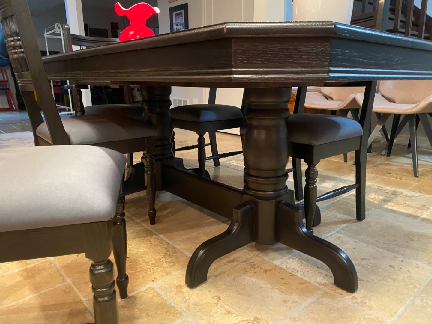 Dark Wood Dining Table and Chairs Set - photo 4