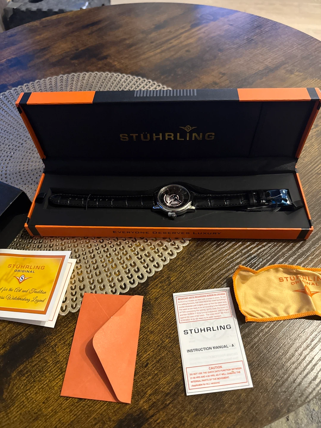 Stuhrling Original Men's Watch - Black Leather Strap
