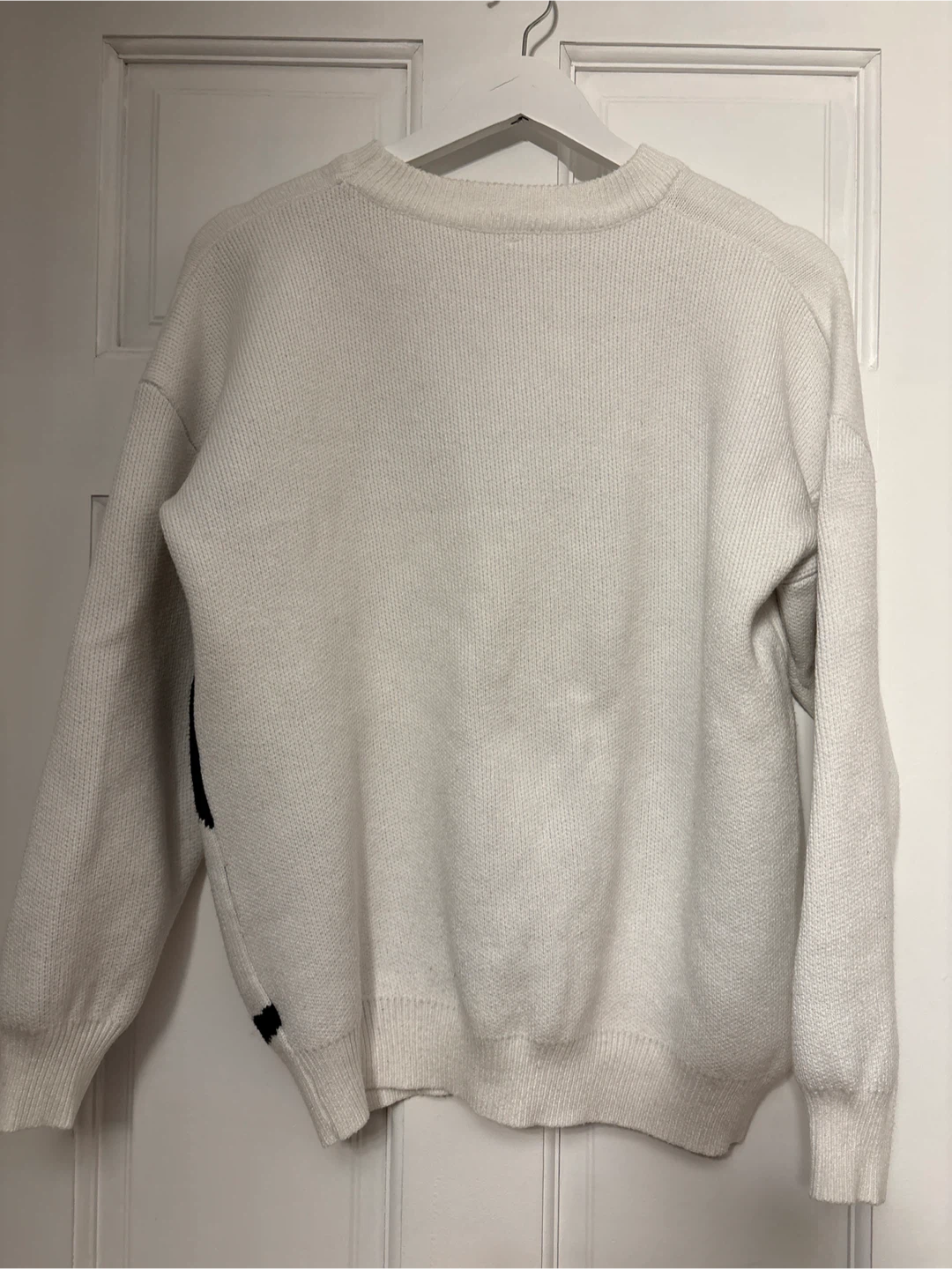 White Knit Sweater with Black Graphic - photo 2